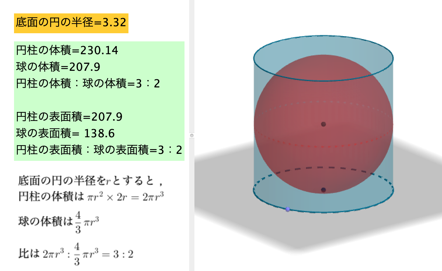 円柱とそれに内接する球の表面積比と体積比について 久保塾 今治市の学習塾